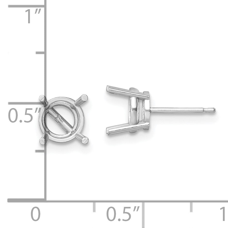 14k White Gold 7mm Round Post Earring Mountings