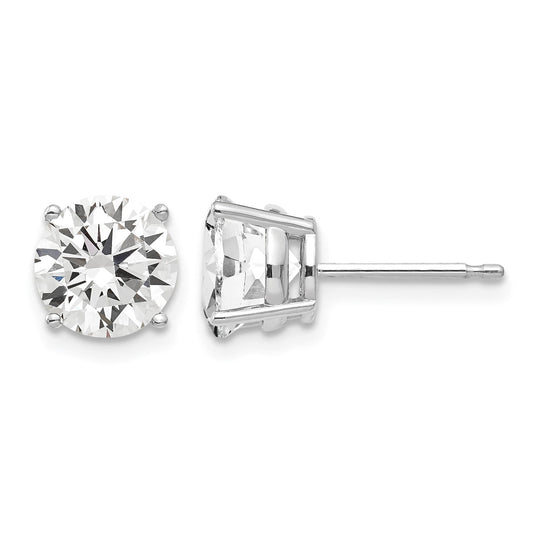 14k White Gold 7mm Cubic Zirconia Post Earrings