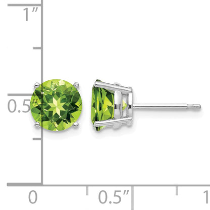 14k White Gold 7mm Round Peridot Post Earrings
