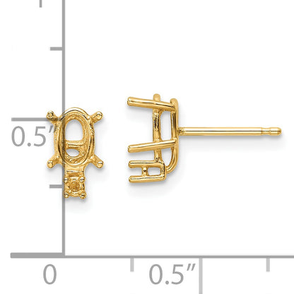 14k 6x4 Oval and Diamond Post Earring Mountings