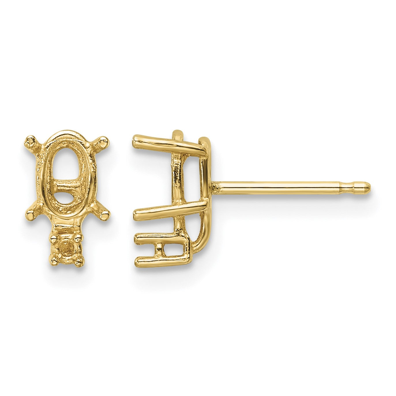 14k 6x4 Oval and Diamond Post Earring Mountings