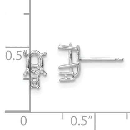 14k White Gold 6x4 Oval and Diamond Post Earring Mountings