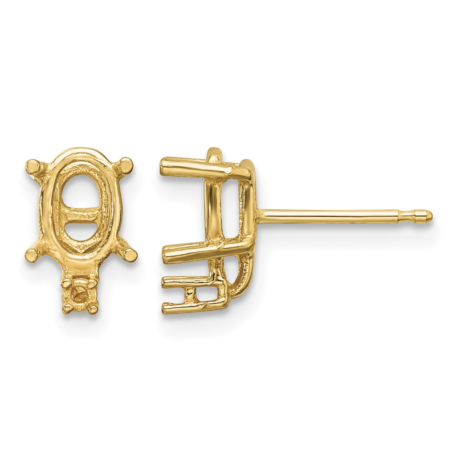 14k 7x5 Oval and Diamond Post Earring Mountings