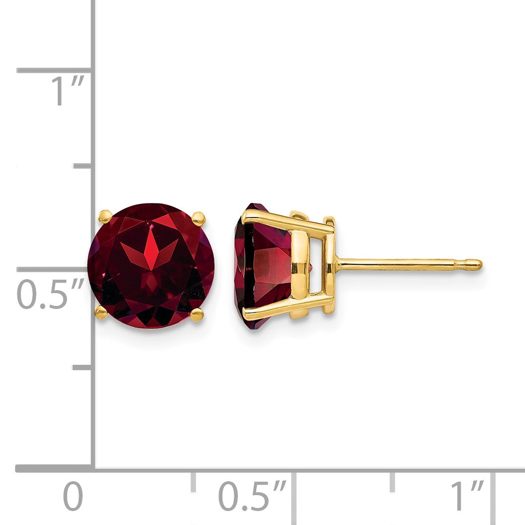 14k 8mm Round Garnet Post Earrings