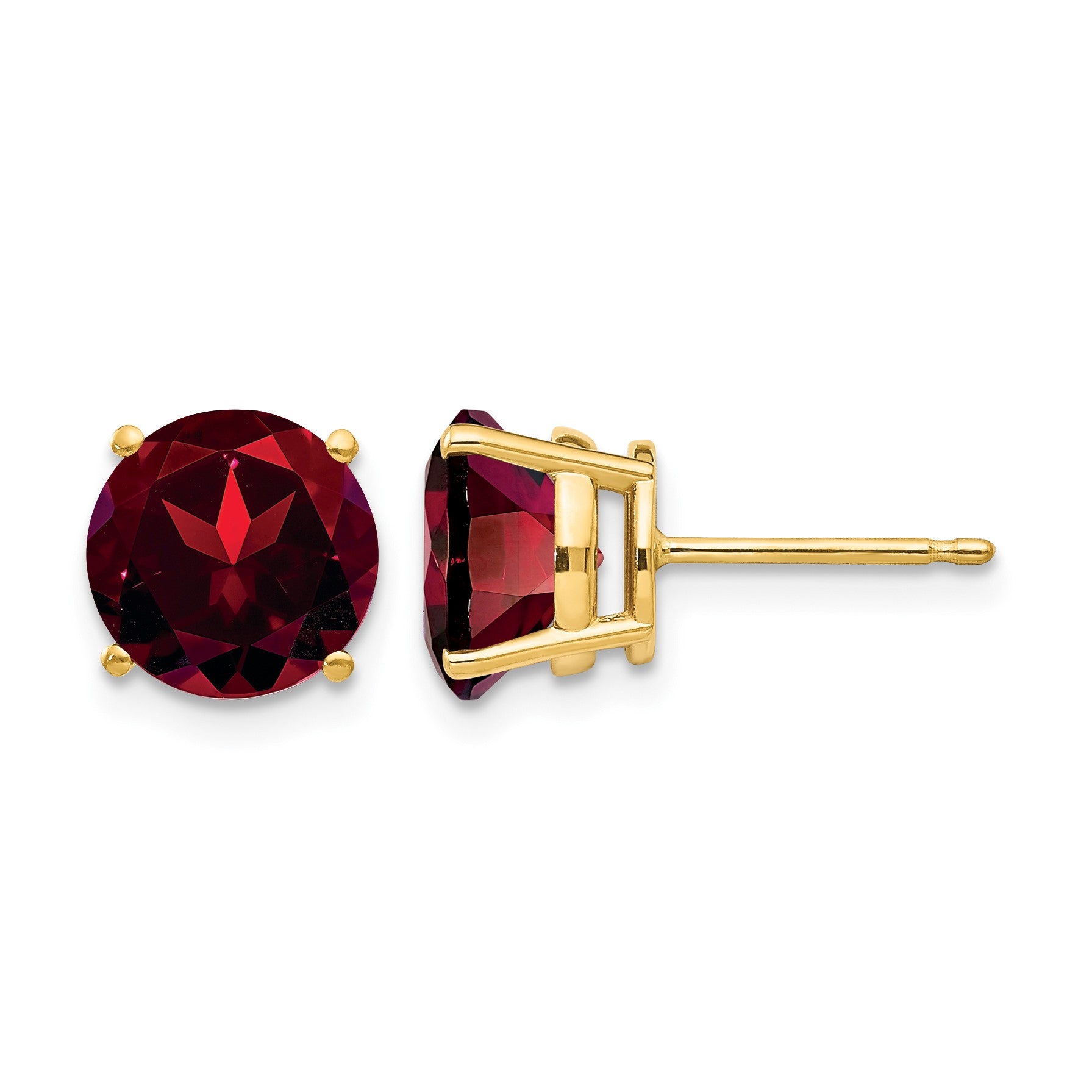 14k 8mm Round Garnet Post Earrings