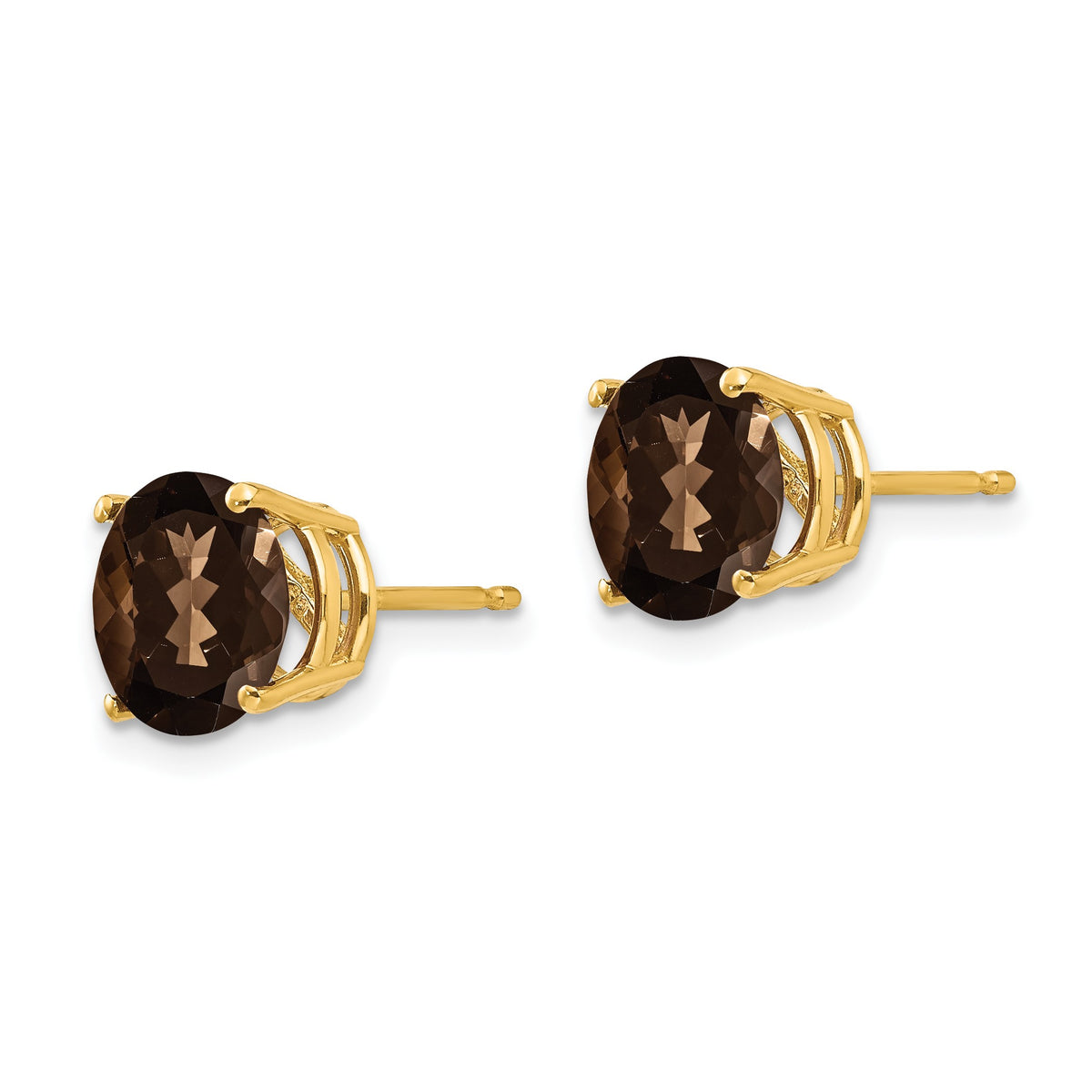 14k 8mm Round Smoky Quartz Post Earrings