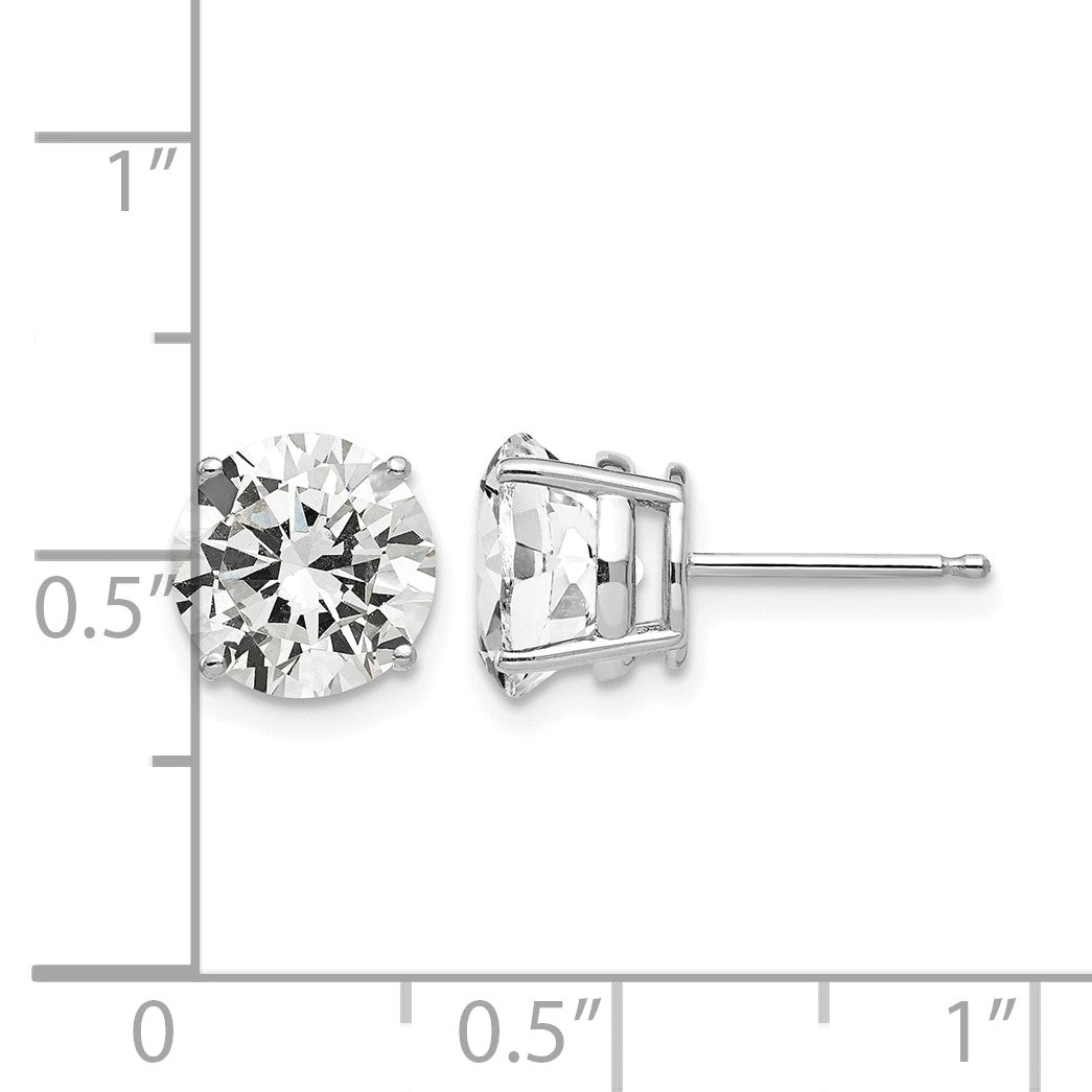 14k White Gold 8mm Round Cubic Zirconia Post Earrings