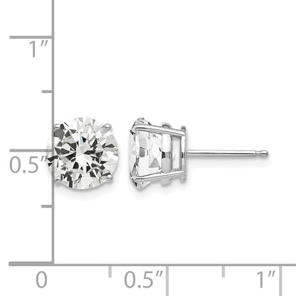 14k White Gold 8mm Round Cubic Zirconia Post Earrings