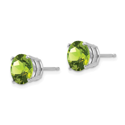 14k White Gold 8mm Round Peridot Post Earrings