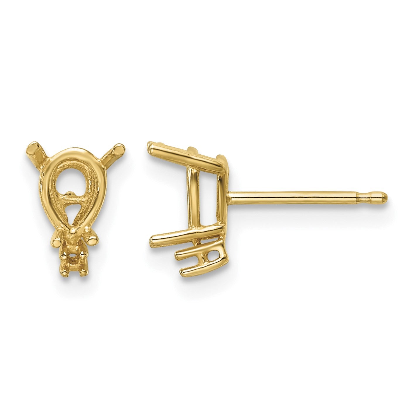 14k 6x4mm Pear and Diamond Post Earring Mountings
