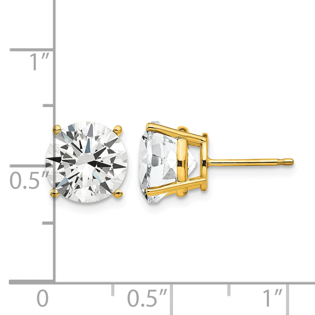 14k 9mm Round Cubic Zirconia Post Earrings