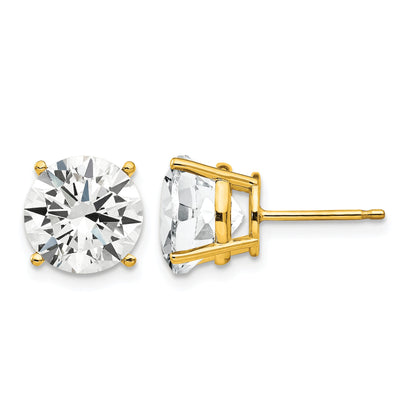 14k 9mm Round Cubic Zirconia Post Earrings