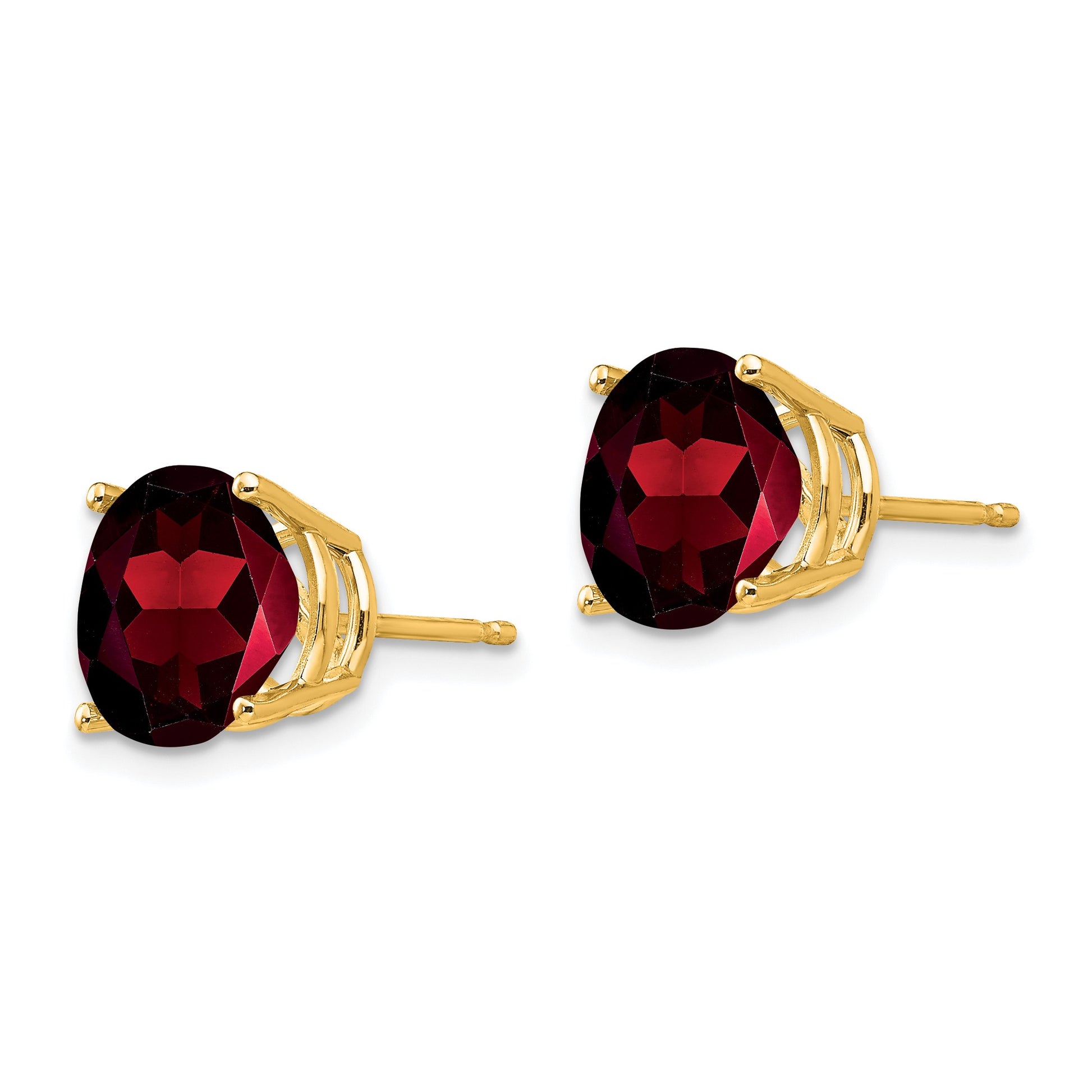 14k 9mm Round Garnet Post Earrings