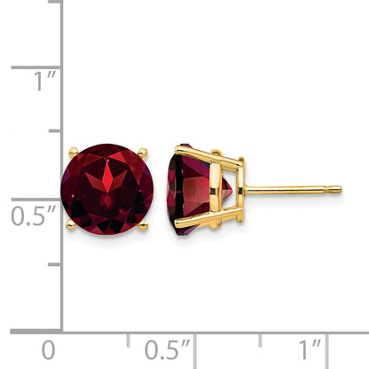 14k 9mm Round Garnet Post Earrings