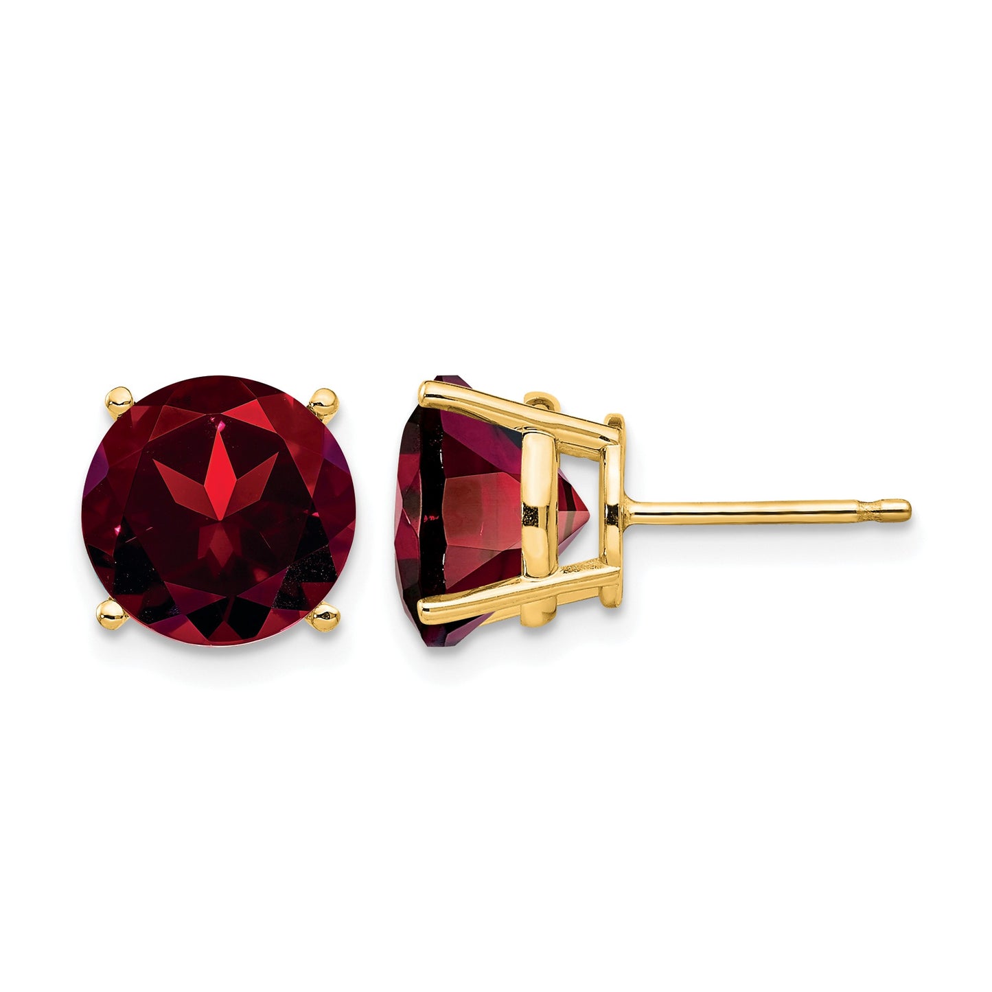14k 9mm Round Garnet Post Earrings