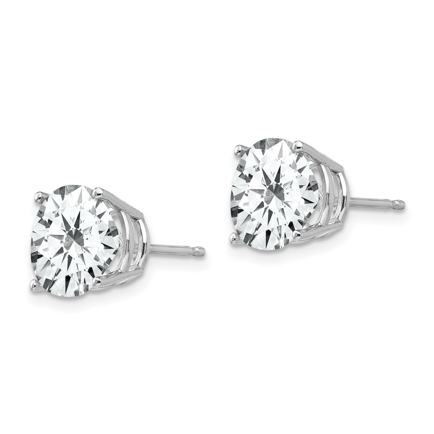 14k White Gold 9mm Round Cubic Zirconia Post Earrings