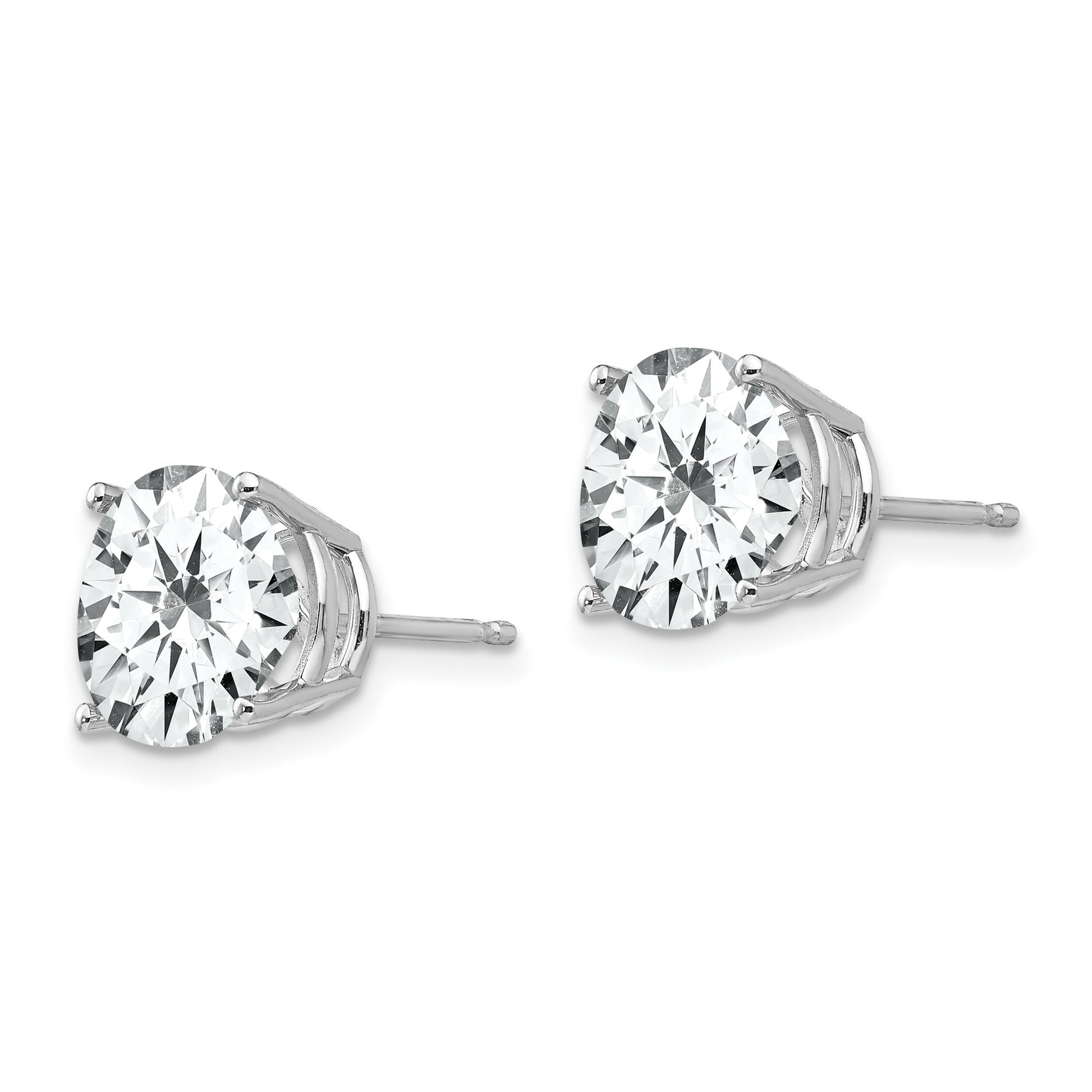 14k White Gold 9mm Round Cubic Zirconia Post Earrings