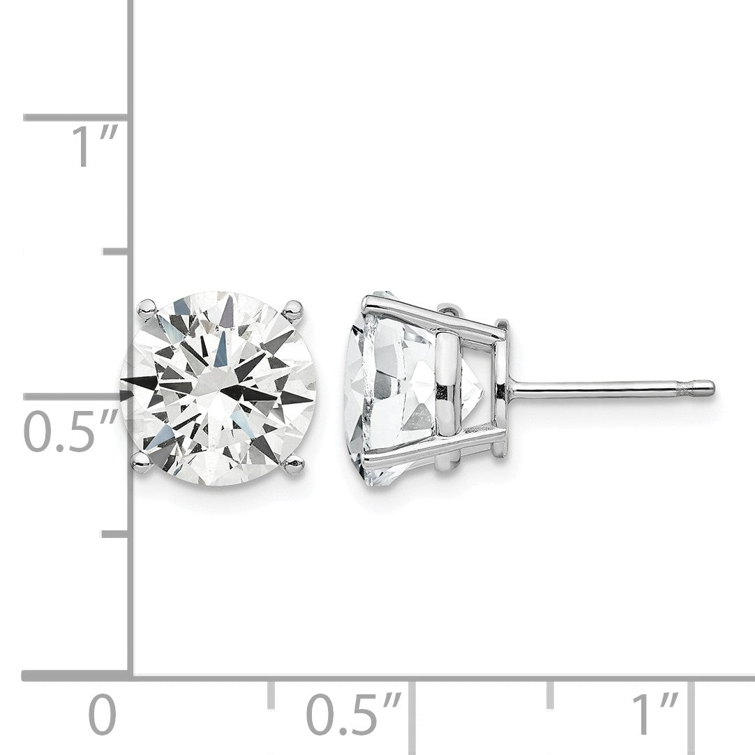14k White Gold 9mm Round Cubic Zirconia Post Earrings