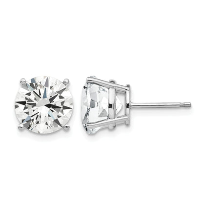 14k White Gold 9mm Round Cubic Zirconia Post Earrings