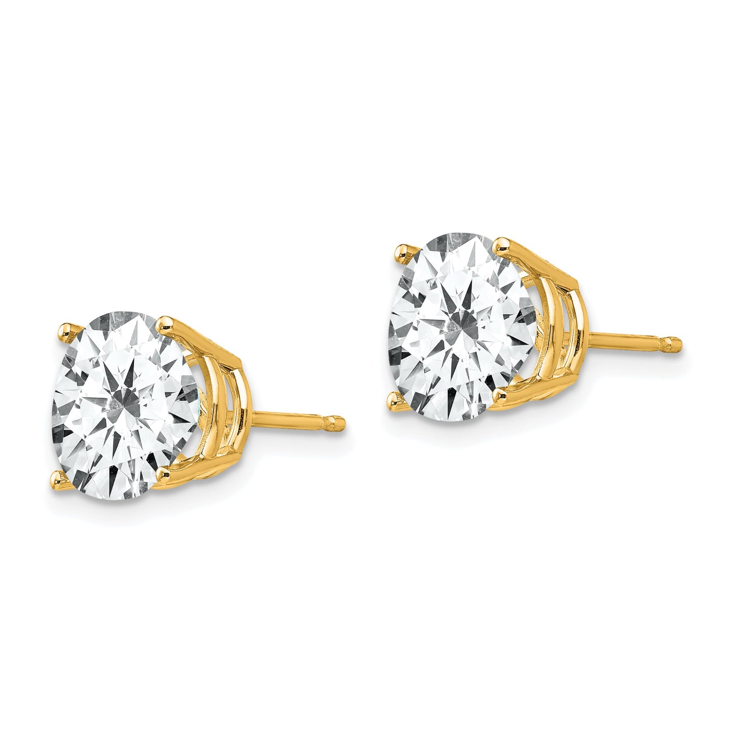 14k 10mm Round Cubic Zirconia Post Earrings
