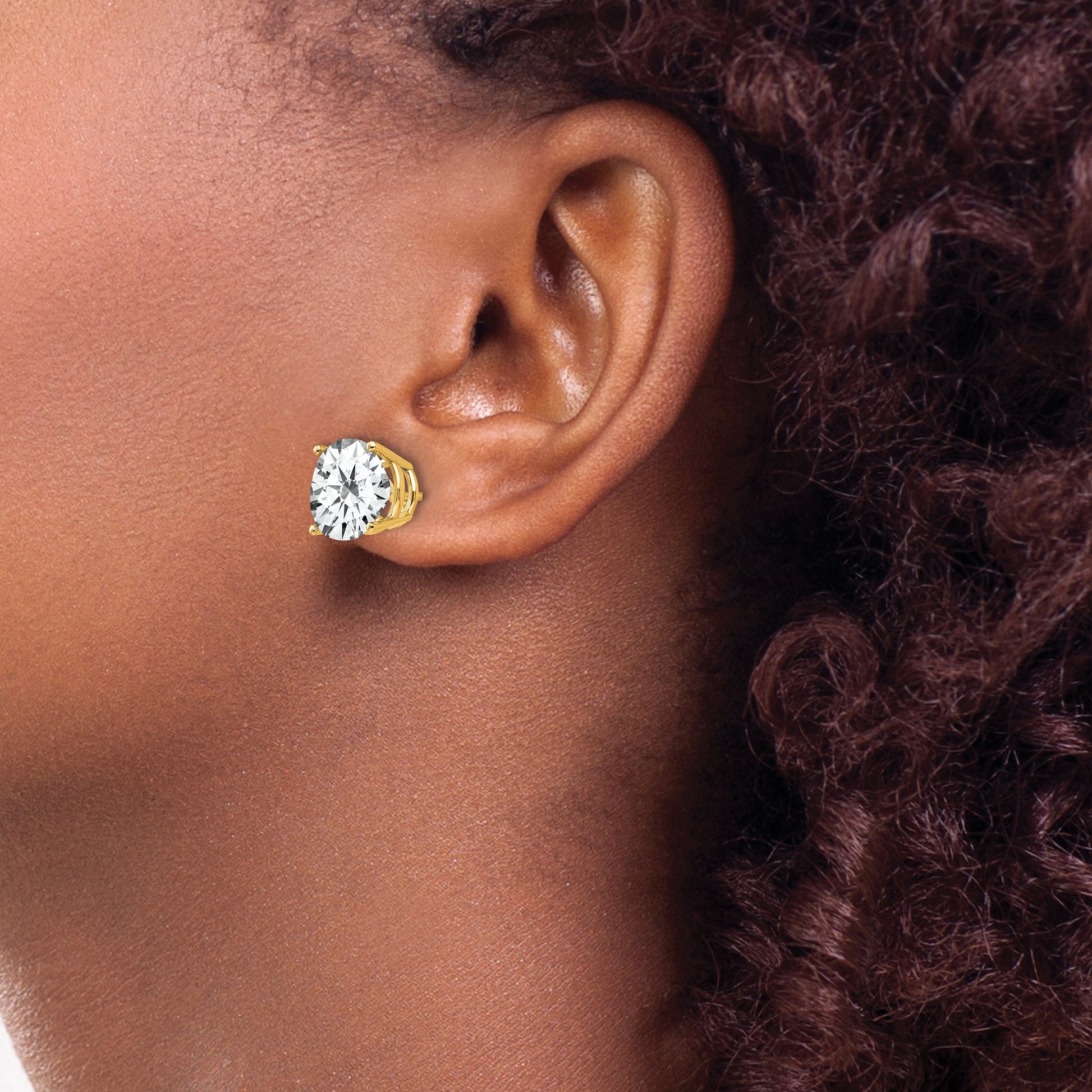 14k 10mm Round Cubic Zirconia Post Earrings