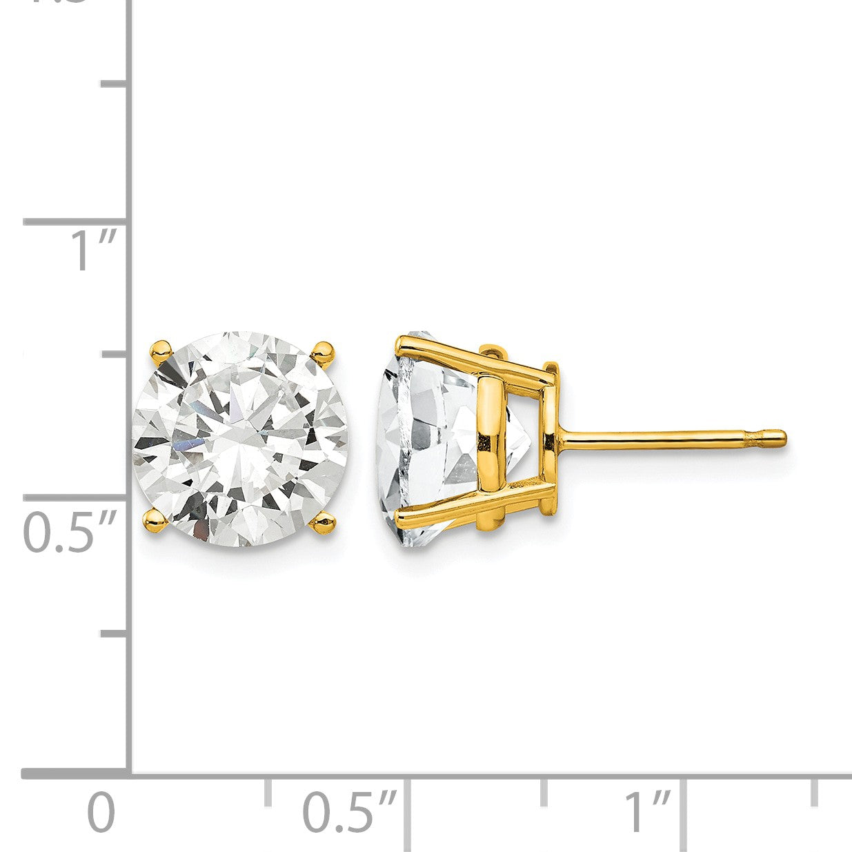 14k 10mm Round Cubic Zirconia Post Earrings