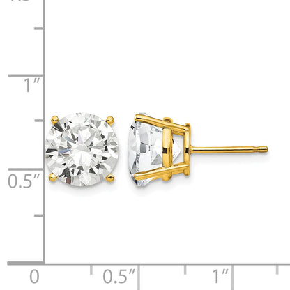 14k 10mm Round Cubic Zirconia Post Earrings