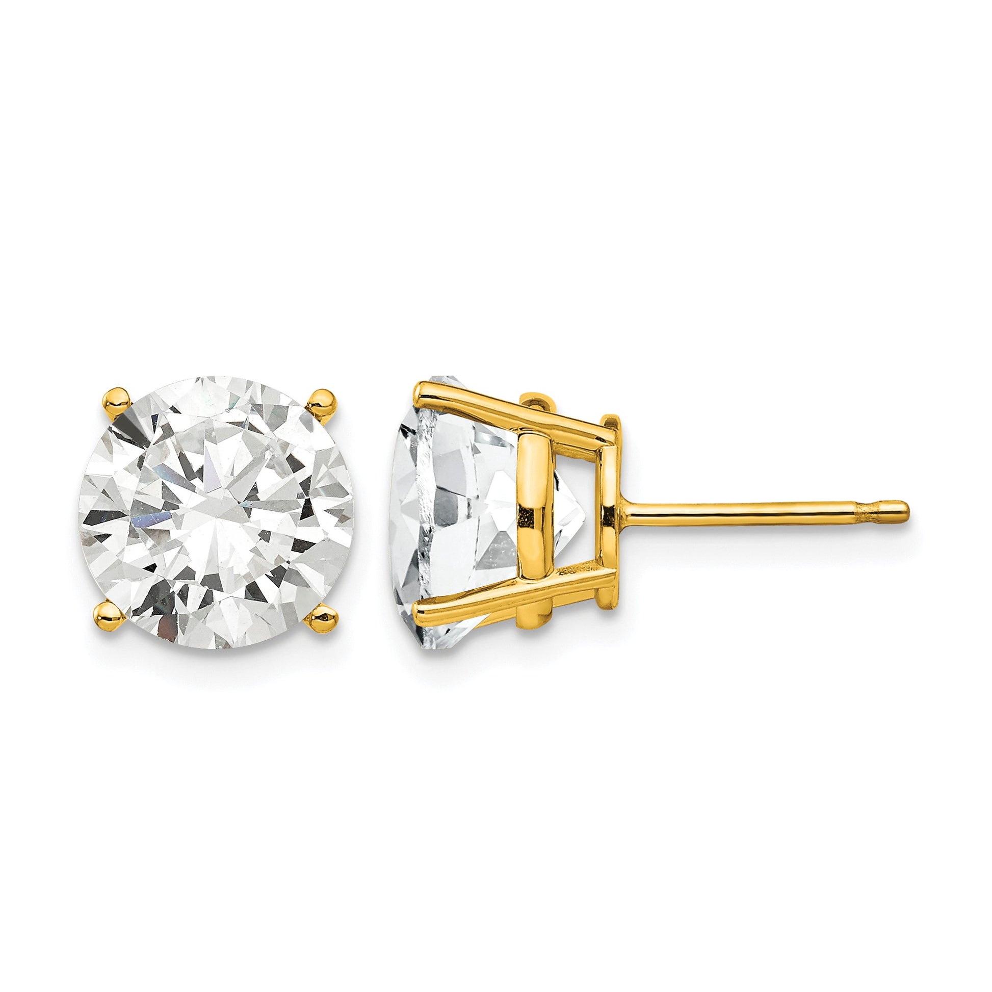 14k 10mm Round Cubic Zirconia Post Earrings