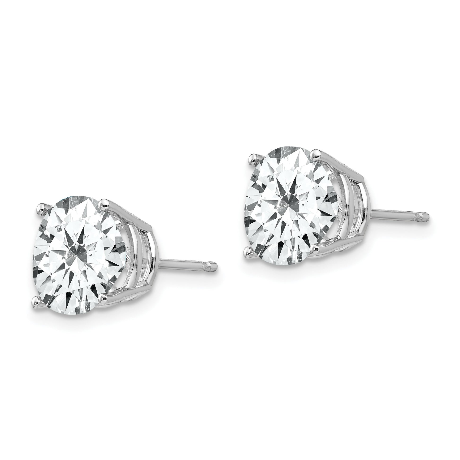 14k White Gold 10mm Round Cubic Zirconia Post Earrings