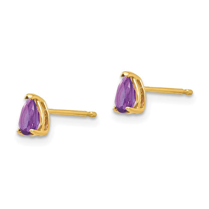 14k 5x3mm Pear Amethyst Earrings