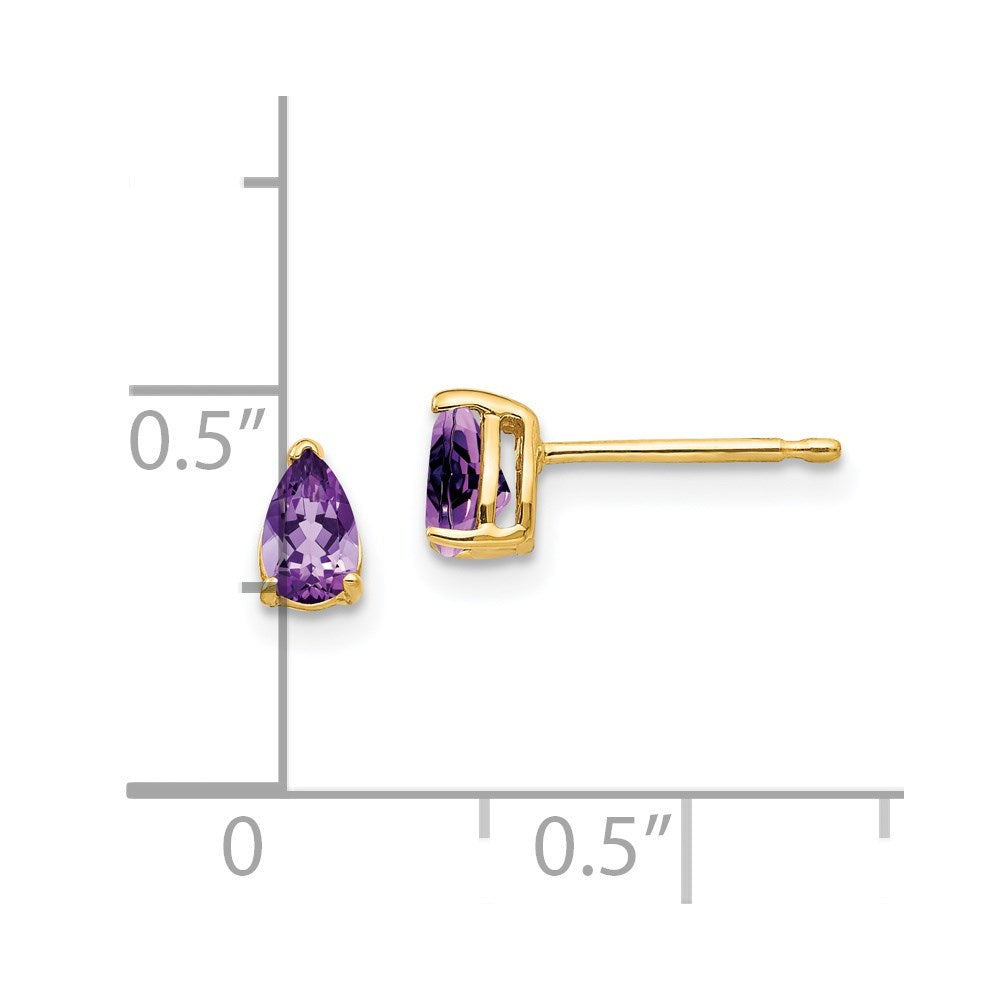 14k 5x3mm Pear Amethyst Earrings