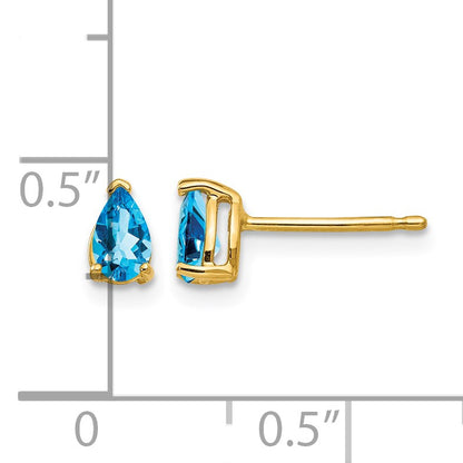 14k 5x3mm Pear Blue Topaz Post Earrings