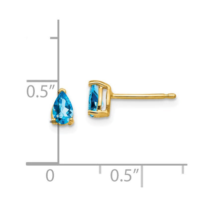 14k 5x3mm Pear Blue Topaz Earrings