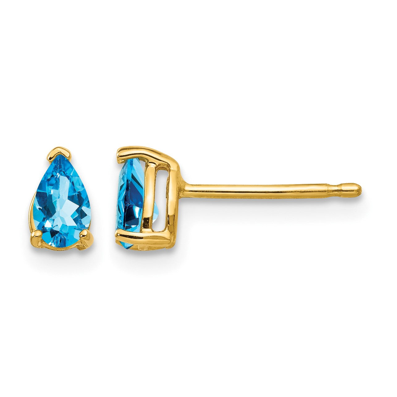 14k 5x3mm Pear Blue Topaz Post Earrings