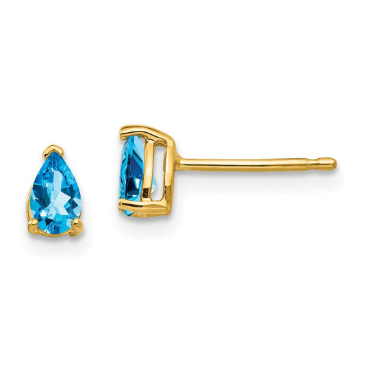 14k 5x3mm Pear Blue Topaz Earrings