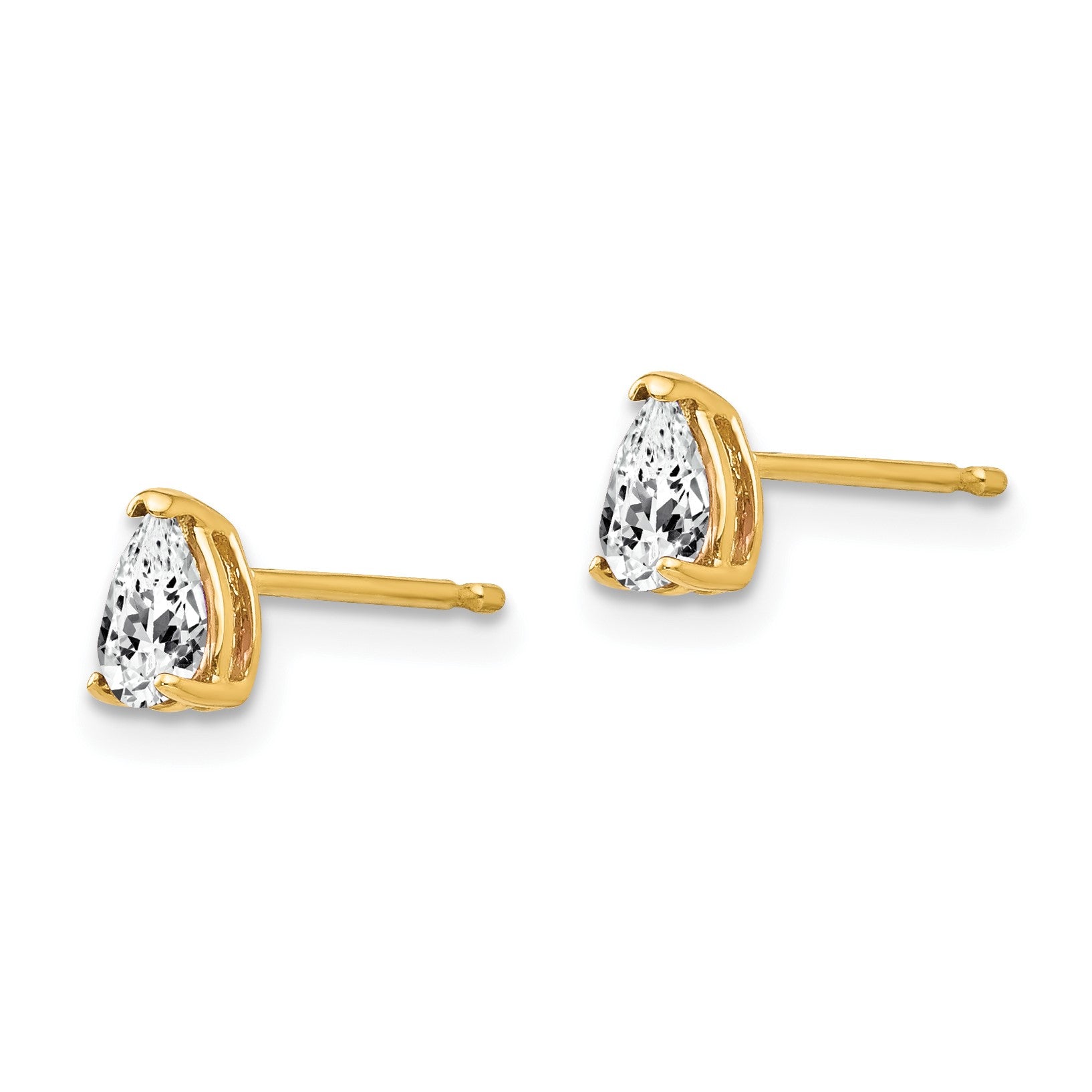 14k 5x3mm Pear Cubic Zirconia Post Earrings