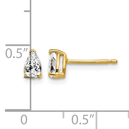 14k 5x3mm Pear Cubic Zirconia Post Earrings
