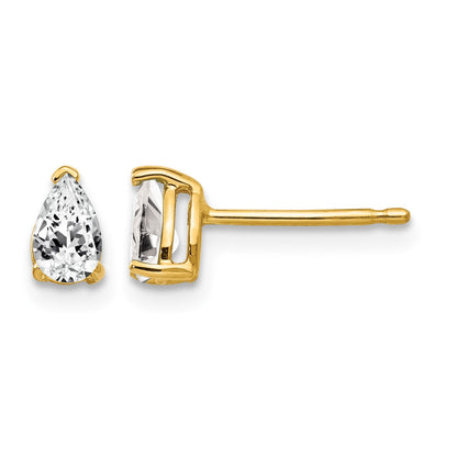 14k 5x3mm Pear Cubic Zirconia Post Earrings
