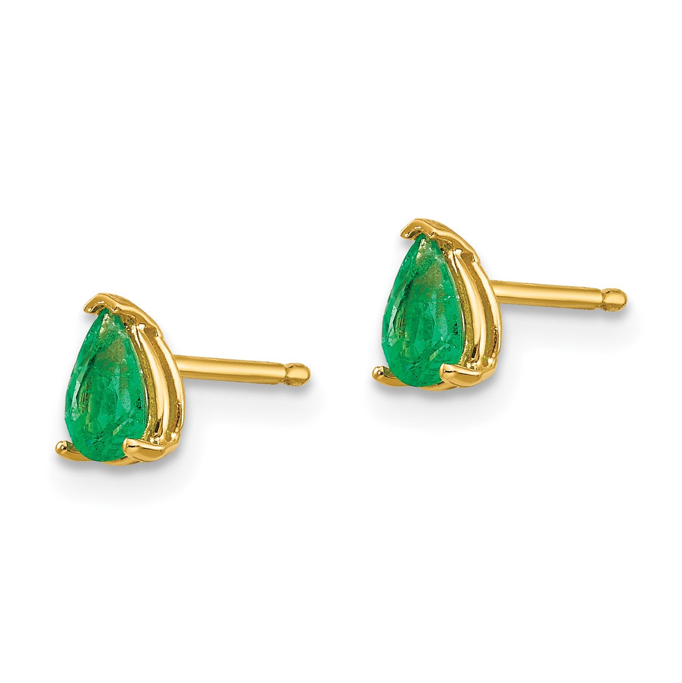 14k 5x3mm Pear Emerald Post Earrings