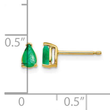 14k 5x3mm Pear Emerald Post Earrings