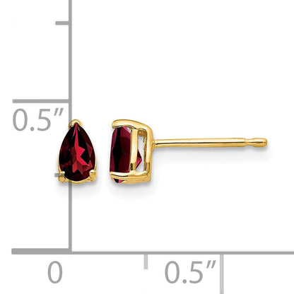 14k 5x3mm Pear Garnet Post Earrings