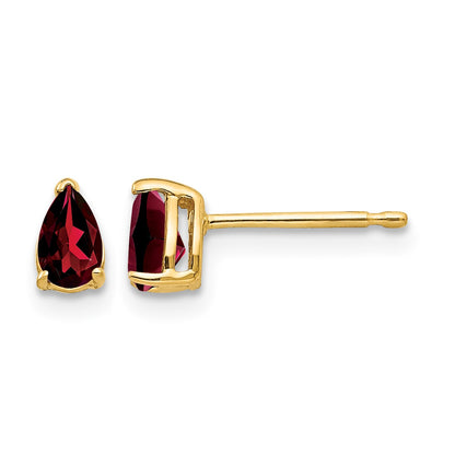 14k 5x3mm Pear Garnet Post Earrings