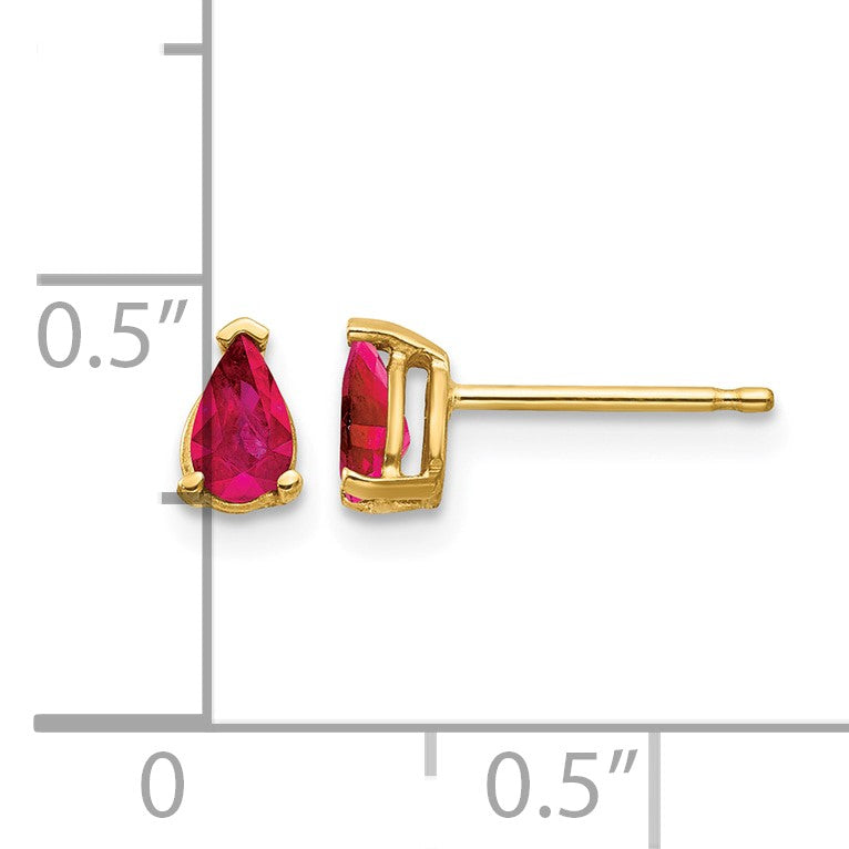 14k 5x3mm Pear Ruby Post Earrings