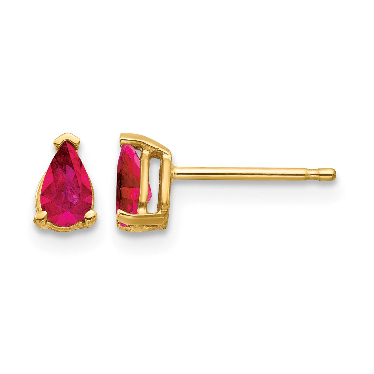 14k 5x3mm Pear Ruby Post Earrings