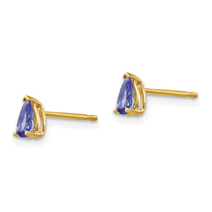 14k 5x3mm Pear Tanzanite Post Earrings