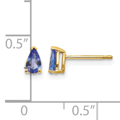 14k 5x3mm Pear Tanzanite Post Earrings