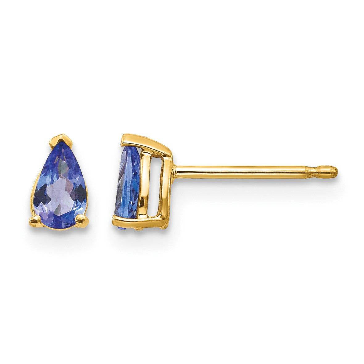 14k 5x3mm Pear Tanzanite Post Earrings