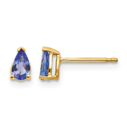 14k 5x3mm Pear Tanzanite Post Earrings