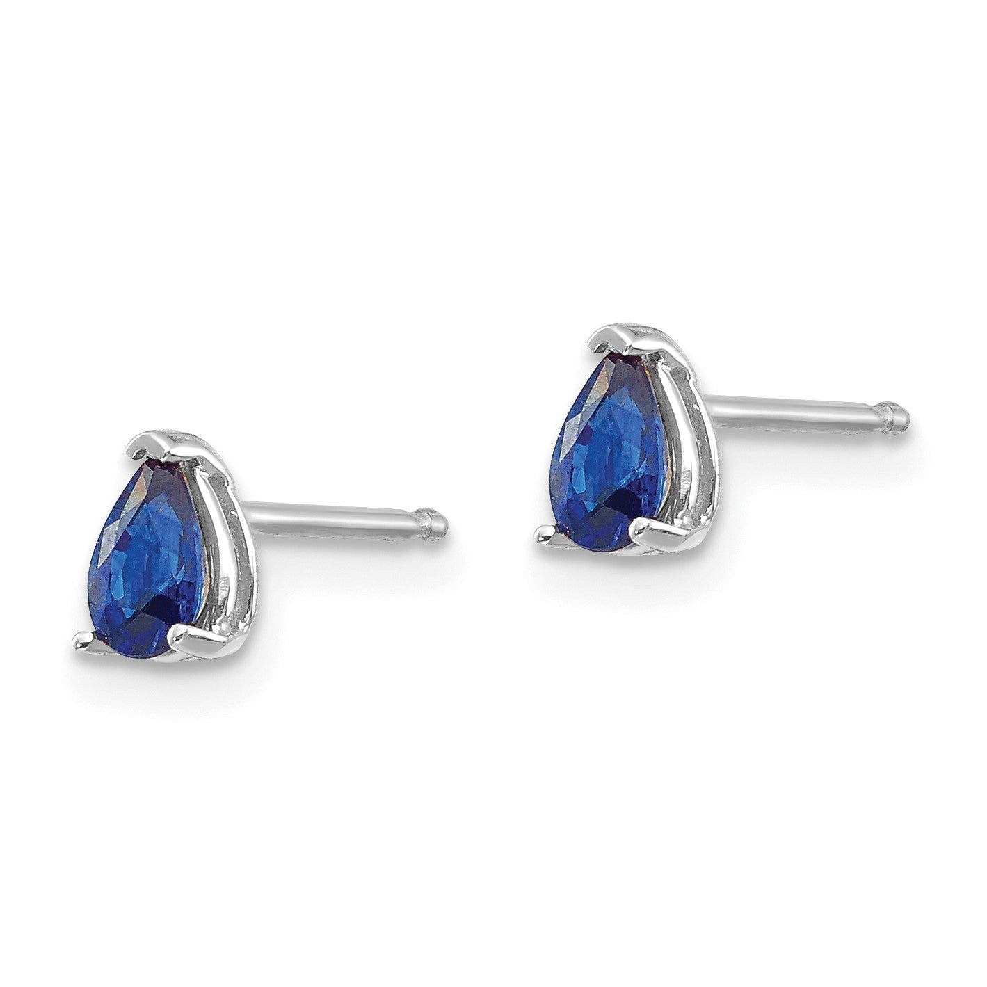 14k White Gold 5x3mm Pear Sapphire Post Earrings