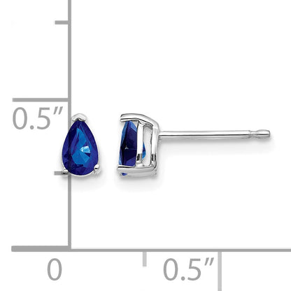 14k White Gold 5x3mm Pear Sapphire Post Earrings